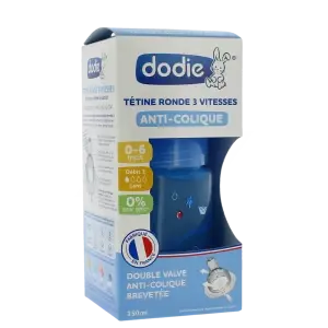 Biberon Dodie 150 ml Anti-Colique Tétine Ronde 3 Vitesses Débit Lent